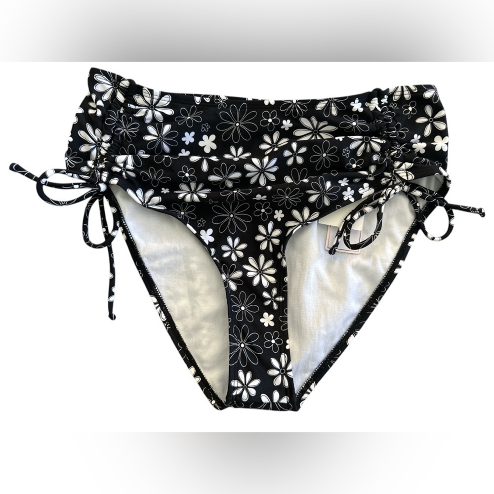 Salt + Cove Coastal Fleurs Cinched High-Waist Bikini Bottoms NWT